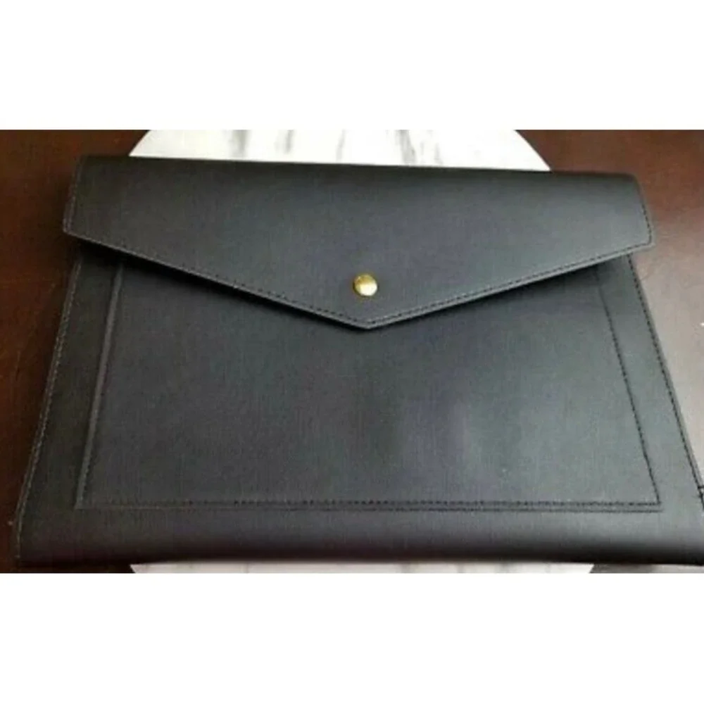 NEW! Glass Ladder & Co Megan Portfolio Clutch Black Vegan Leather sturdy stylish